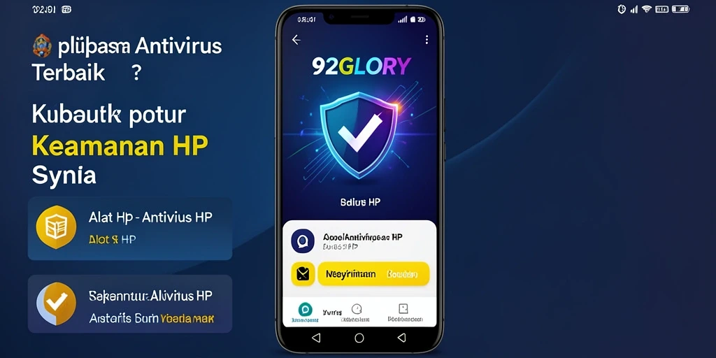 Antarmuka utama 92GLORY menunjukkan status keamanan perangkat dengan jelas.